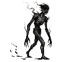 The skeletal shadow figure performs a rapid run cycle, le...