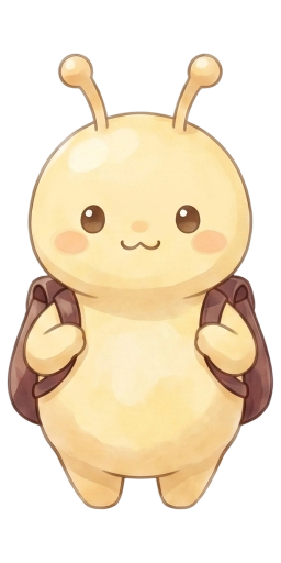 The yellow round creature with a backpack stands in place...