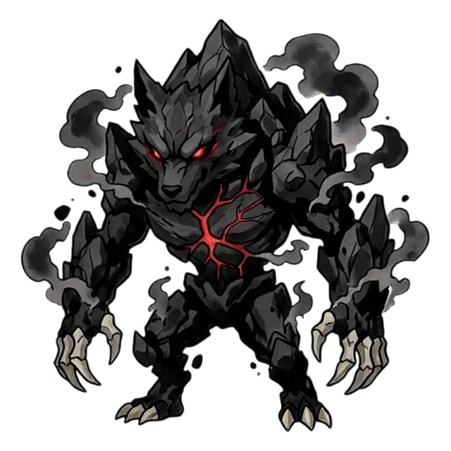 mountain spirit boss attack animation, heavy body raises...