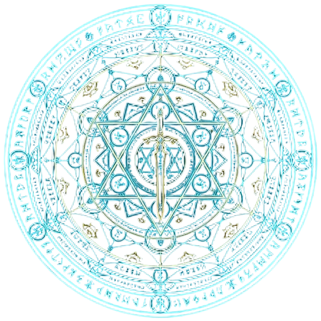 magic circle being drawn: start from empty black, glowing...