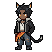 The cat-eared figure in a black jacket and torn pants per...