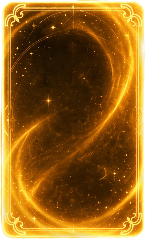 The golden card frame pulse with a soft rhythmic glow as...