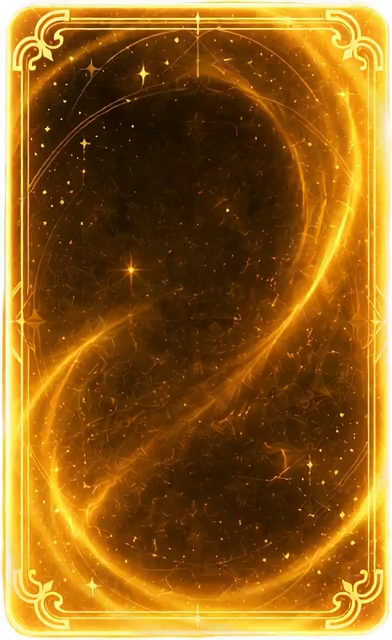 The golden card frame pulse with a soft rhythmic glow as...