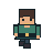 The same front-facing pixel adventurer walks in place in...