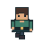 The same front-facing pixel adventurer walks in place in...