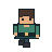 The same front-facing pixel adventurer walks in place in...