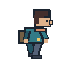 The same right-facing side-view pixel adventurer walks in...