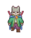 The character walks in place towards the viewer, always f...