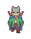 The character walks in place towards the viewer, always f...