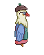 The old bird slowly shuffles in place facing east with ti...