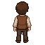 The young man with brown hair, a white shirt, and a brown...