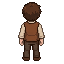 The young man with brown hair, a white shirt, and a brown...