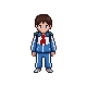 The school kid stands in place, tugging the schoolbag str...