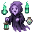 The cloaked purple phantom hovers in place, gently bobbin...