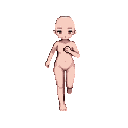 The same adult pixel-art game character runs in place fac...