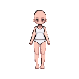 The adult game character breathes gently while standing s...