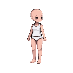 The same pixel game character stands still facing diagona...