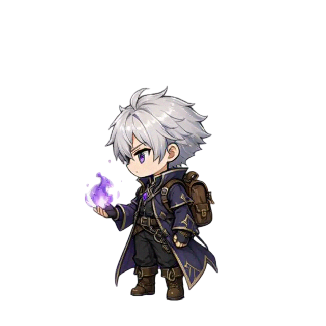 The left-facing summoner makes one slow seamless idle bre...