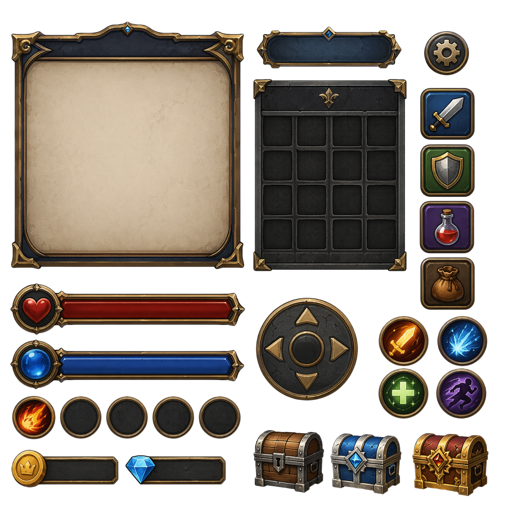 一套中世纪奇幻 RPG 游戏 UI