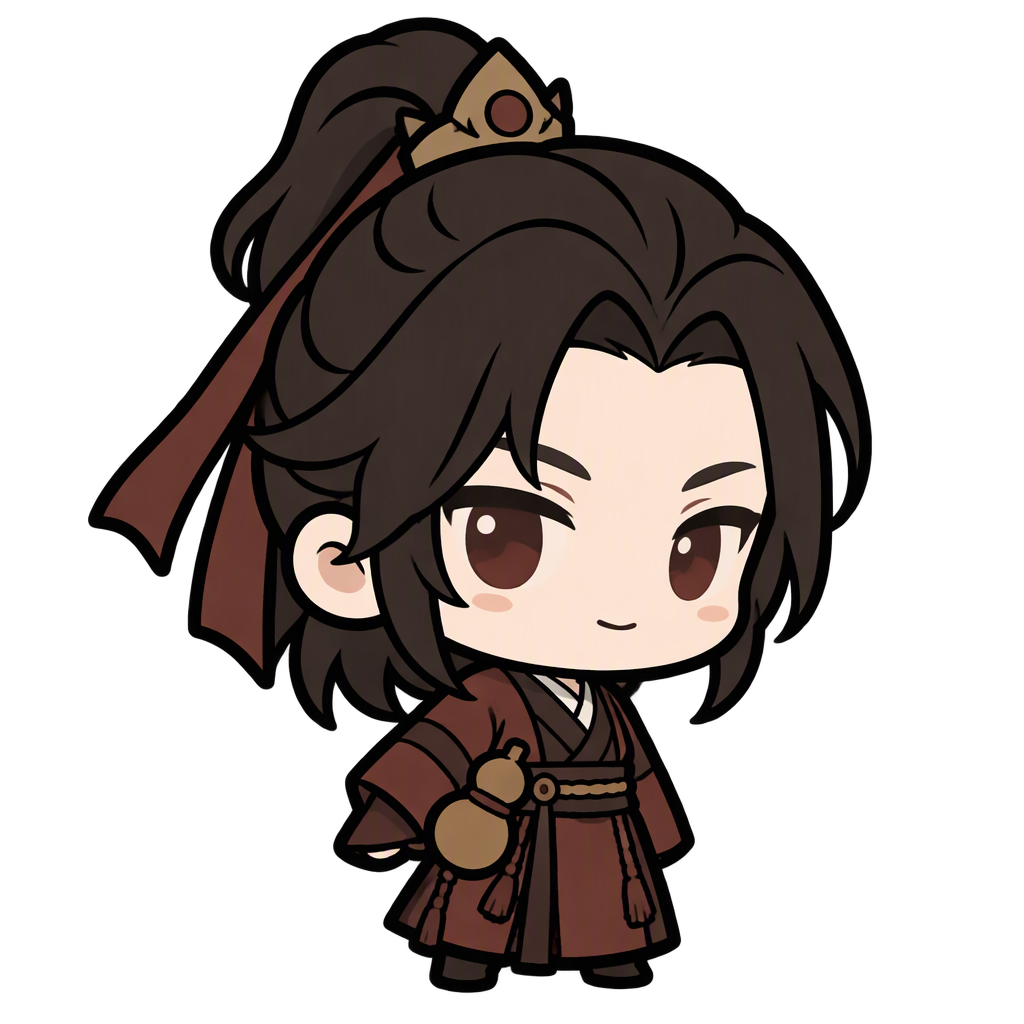 严格模仿参考图的头身比例、画风与角色朝向：1 头身比例（1-head-tall chibi）——头部（含头发）占据...