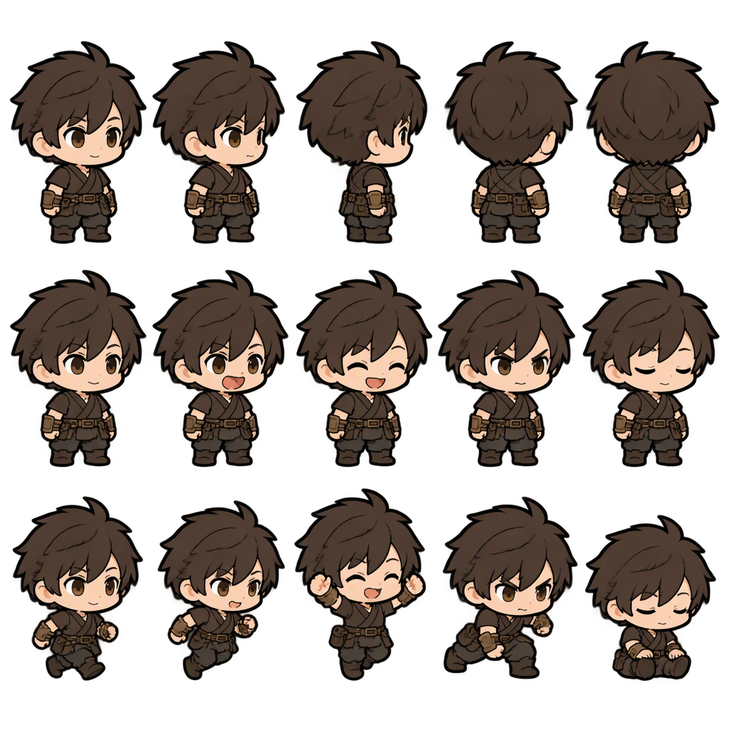 严格模仿参考图的头身比例、画风与角色朝向：1 头身比例（1-head-tall chibi）——头部（含头发）占据...