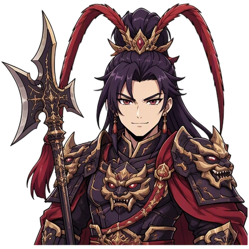 Create exactly ONE original Lu Bu (吕布) character portrait...