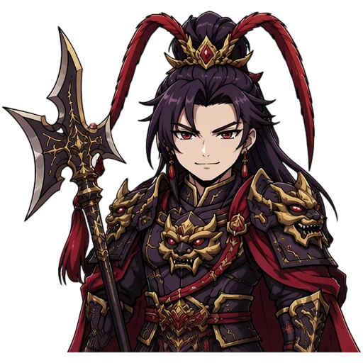 ONE Lu Bu waist-up anime card portrait. The FIRST referen...