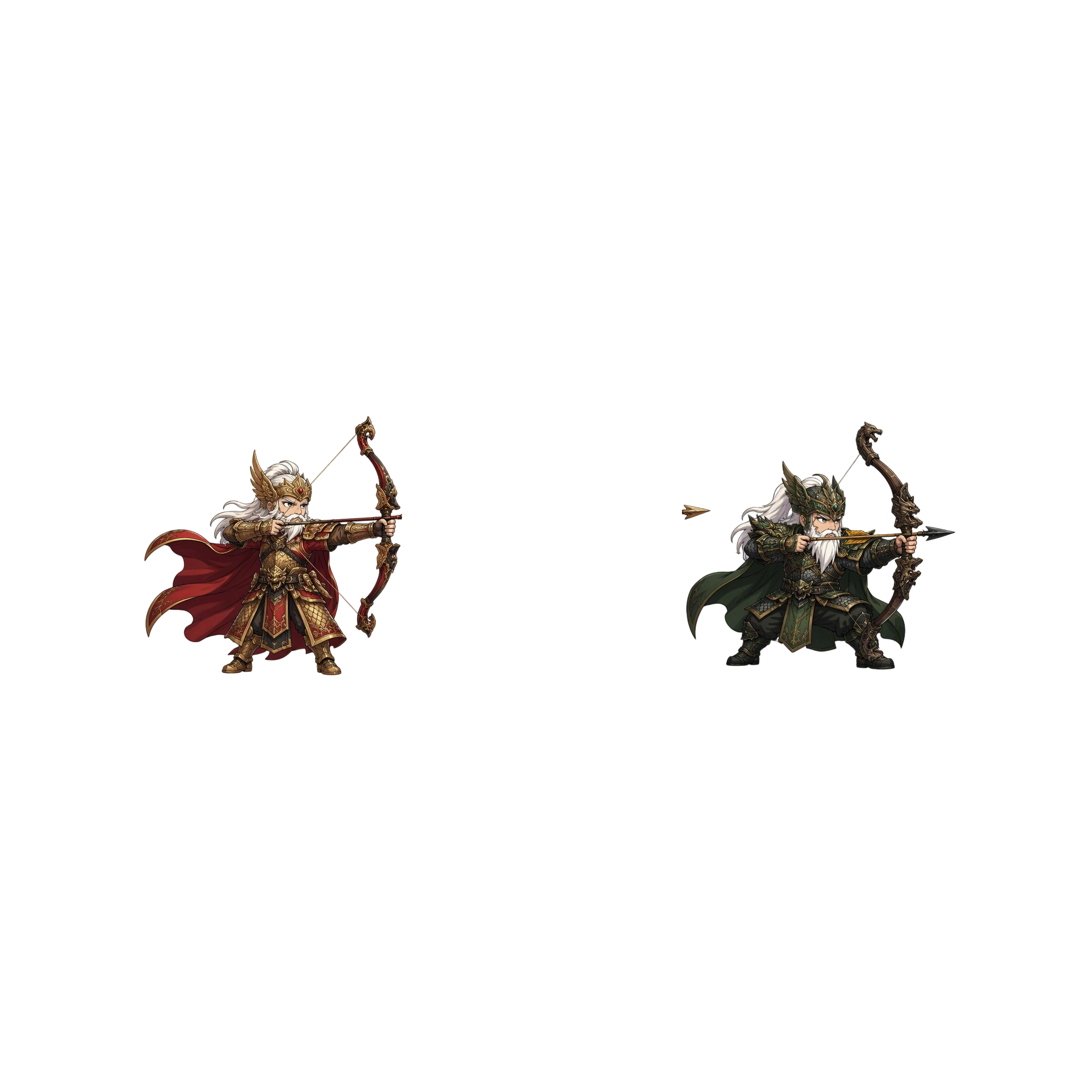三国，黄忠，弯弓搭箭，向右看