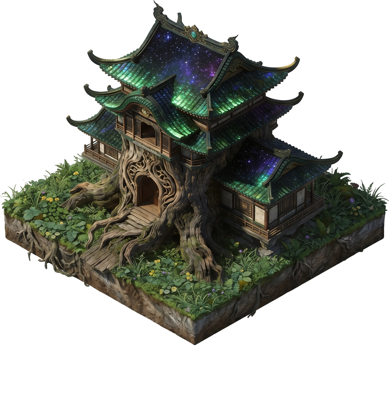 草地上的树屋