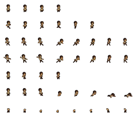 Give every pose the same plain human survivor appearance...