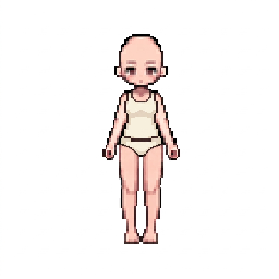 Dress this adult game character in simple opaque pale ivo...