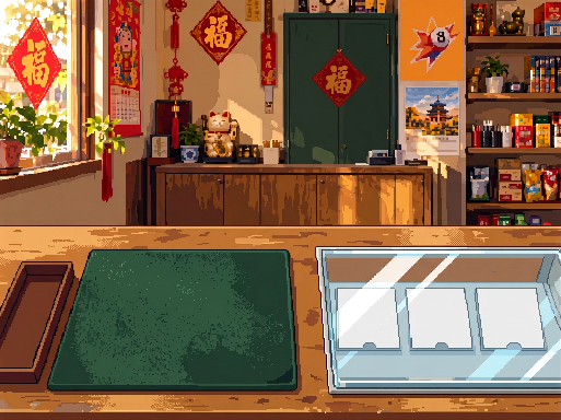 On the orange poster on the upper right wall, remove the...
