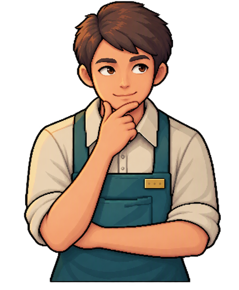 Thinking: eyes glancing up to the side, one hand on the c...