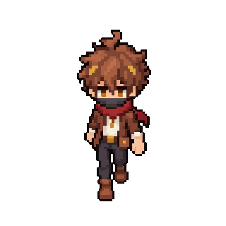 0.00-0.50秒：角色重心前移，左腿屈膝向前跨出，右臂前摆、左臂后摆，躯干轻微起伏，围巾末端自然微摆。 0.5...