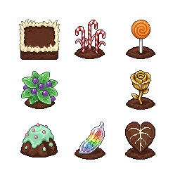 pixel art chocolate soil patch, 75x75, rich milk chocolat...