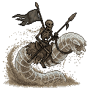 Two dark sandstorm monster chess pieces: 1) Sand Rider sk...