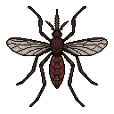A dark mosquito insect with transparent wings, pixel art,...