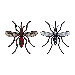 A dark mosquito insect with transparent wings, pixel art,...