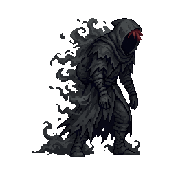 a weary hunched trudging a faceless hooded wandering wrai...