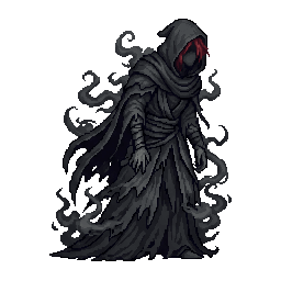 a weary hunched trudging a faceless hooded wandering wrai...