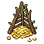 Pixel art, a simple and clean isometric gold mine buildin...