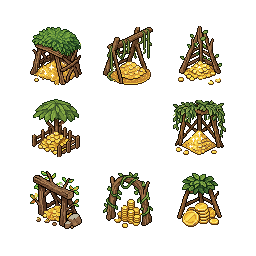 Pixel art, a simple and clean isometric gold mine buildin...