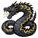 pixel art 128x128 boss monster sprite, thunder drake serp...