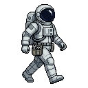 A Mars colonist farmer wearing a bulky white-grey space s...