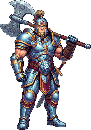 a muscular greataxe warrior carrying a giant battle axe o...