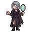 Full-body pixel art sprite of an adult female illusionist...