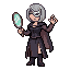 Full-body pixel art sprite of an adult female illusionist...