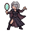 Full-body pixel art sprite of an adult female illusionist...