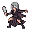Full-body pixel art sprite of an adult female illusionist...