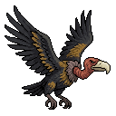 Mutated wasteland vulture enemy. RIGHT FACING strict side...